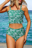 Dainty Floral Print Ruffle Trim 2pcs Bikini Swimsuit