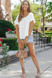 Ruffled Short Sleeves Crinkled Flowy Top