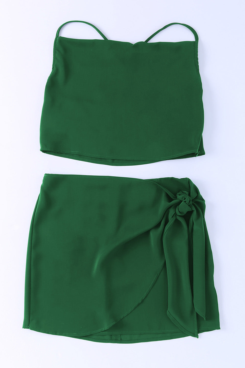 Drape Crop Top and Wrap Skirt Set