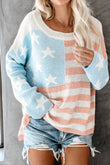 Blue US Flag Print Sweater