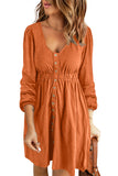 Button Up High Waist Long Sleeve Dress