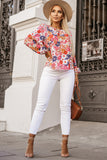 Floral Crewneck Long Sleeve Blouse