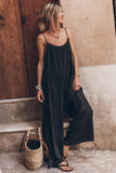 Frilled Neckline Backless Wide Leg Jumpsuit