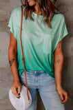 Gradient Color Short Sleeve T-Shirt with Pocket