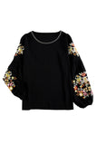 Floral Embroidery Long Sleeve Top