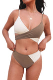 Color Block Knot Back Wrap Bikini Swimsuit