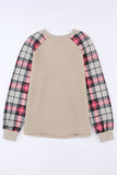 Brown Plaid Raglan Sleeve Sweatshirt