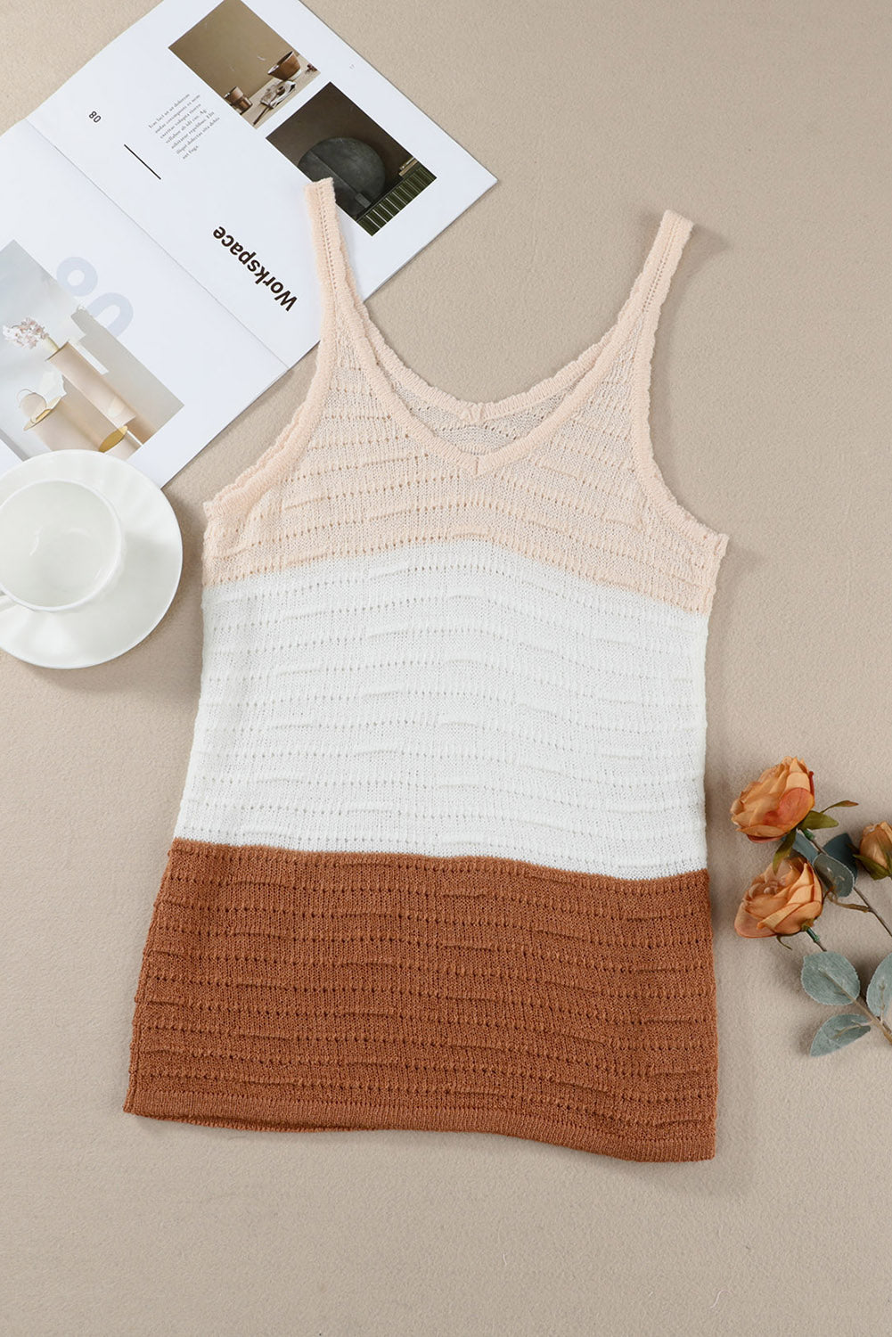 Striped Knit Color Block Tank Top