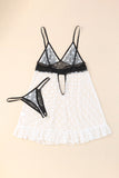 2pcs Lace Mesh Dotted Babydoll Set with Thong