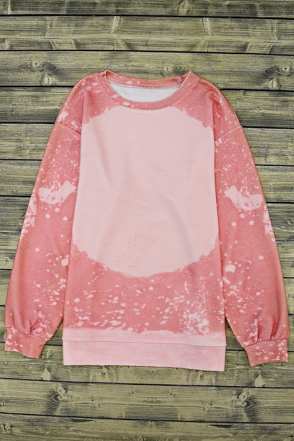 Sweat-shirt rose blanchi à col rond