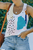 Mixed Abstract Print Racerback Tank Top