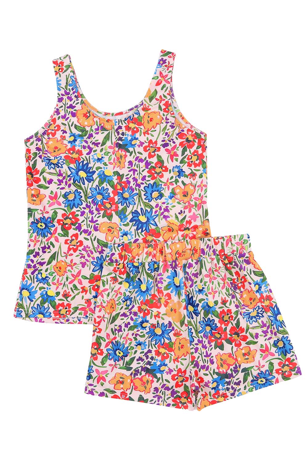 Spaghetti Straps Knot Front Floral Tank Top