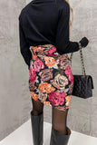 Floral Print Asymmetric Front Knot Wrap Skirt