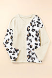 Asymmetric Leopard Patchwork Wide Sleeve V Neck Sweater