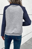 Gray Textured Contrast Splicing Raglan Sleeve Top