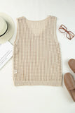 V Neck Fishnet Hollow-out Knitted Tank Top