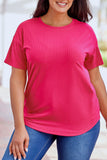 Rose T-shirt en tricot côtelé Grande taille