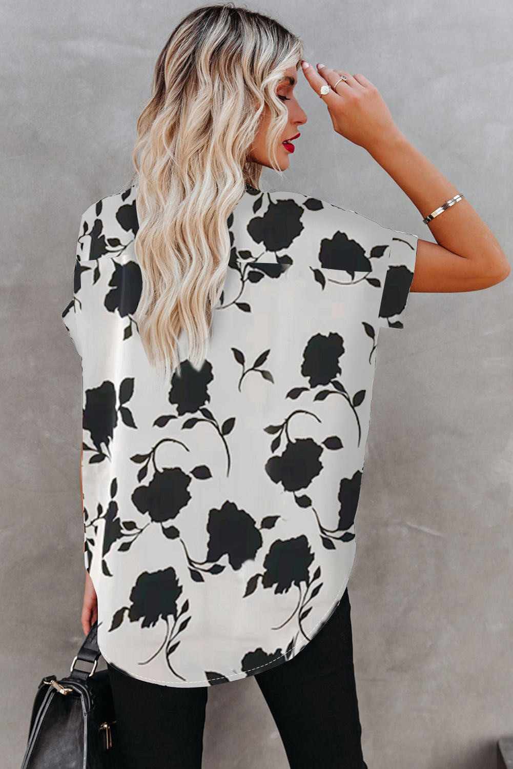 Apricot Floral Printed Short Sleeve Blouse