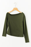 Asymmetrical Neckline Long Sleeve Knit Top