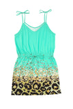 Leopard Buttoned U-neck Slim-fit Tank Top