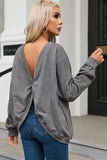 Exposed Seam Twist Open Back Oversized Sweatshirt