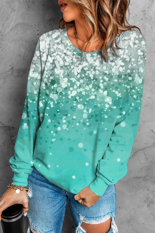 Bleached Splatter Gradient Long Sleeve Sweatshirt