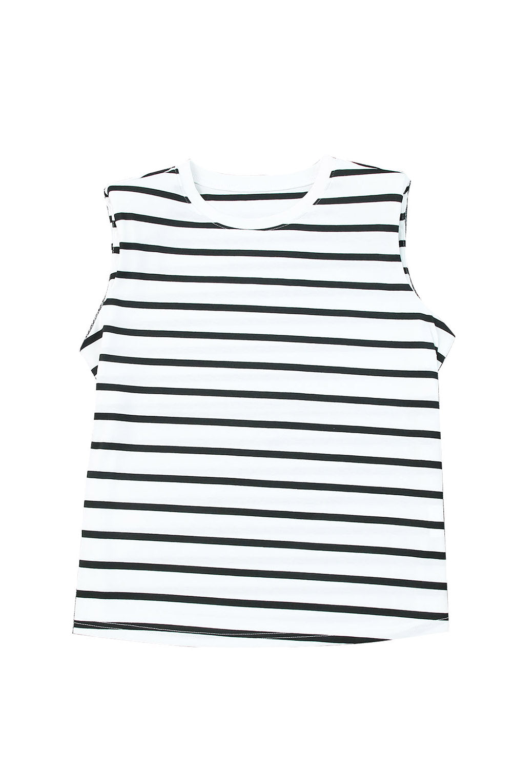 Striped Print Shoulder Pads Boxy Tank Top