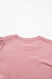 Red Button Tab Detail Long Sleeve Top