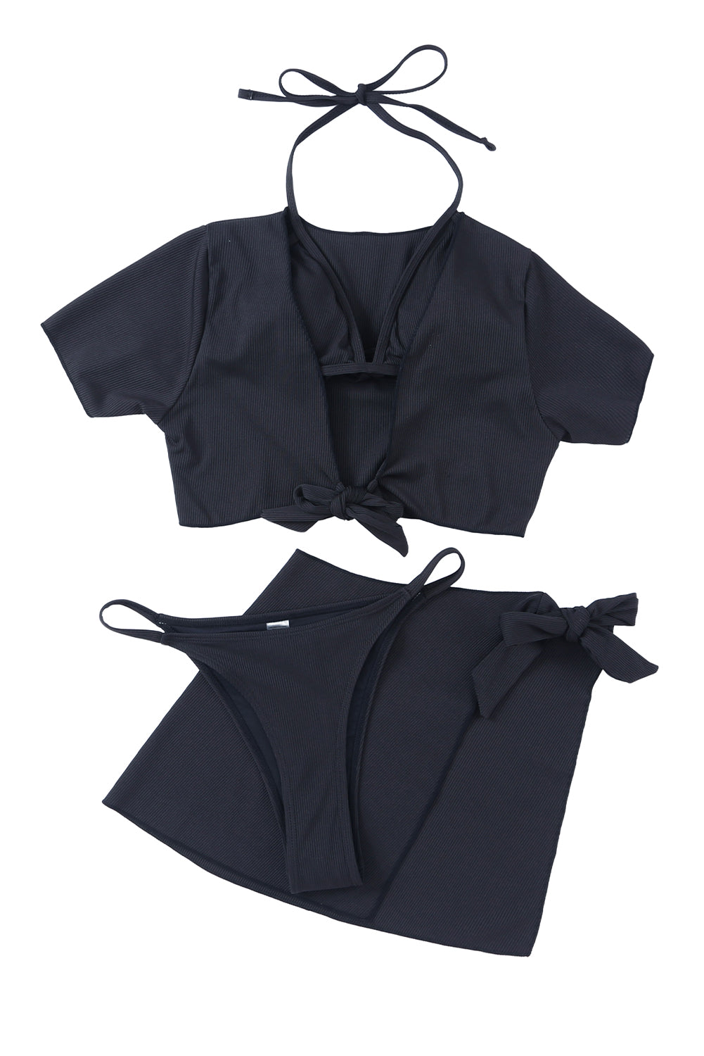 Solid 4-piece Low Rise Bikini Set