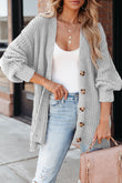 Buttoned Front Drop Shoulder Knitted Cardigan