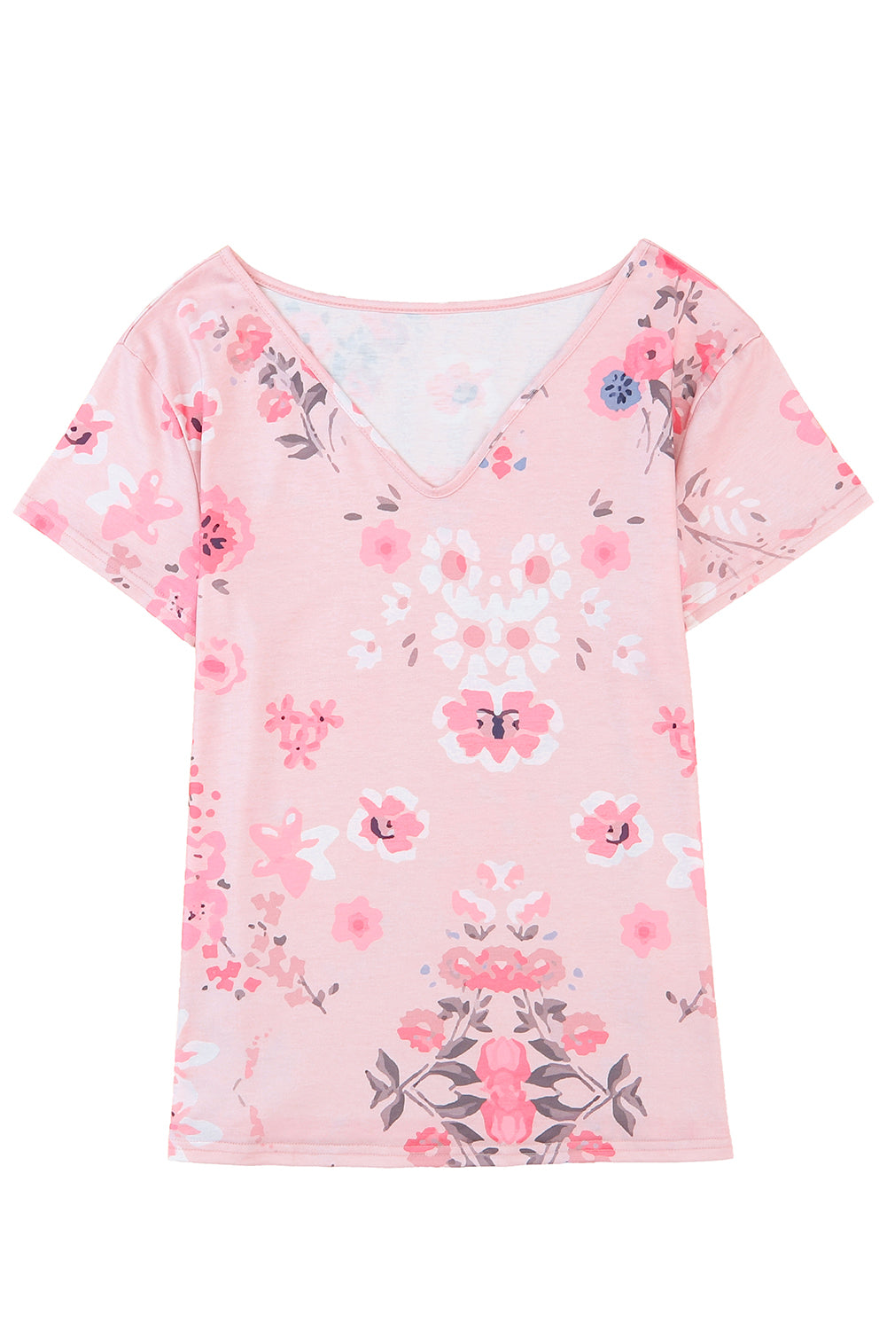 V Neck Floral Print T-shirt