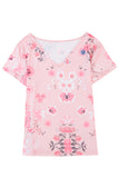 V Neck Floral Print T-shirt