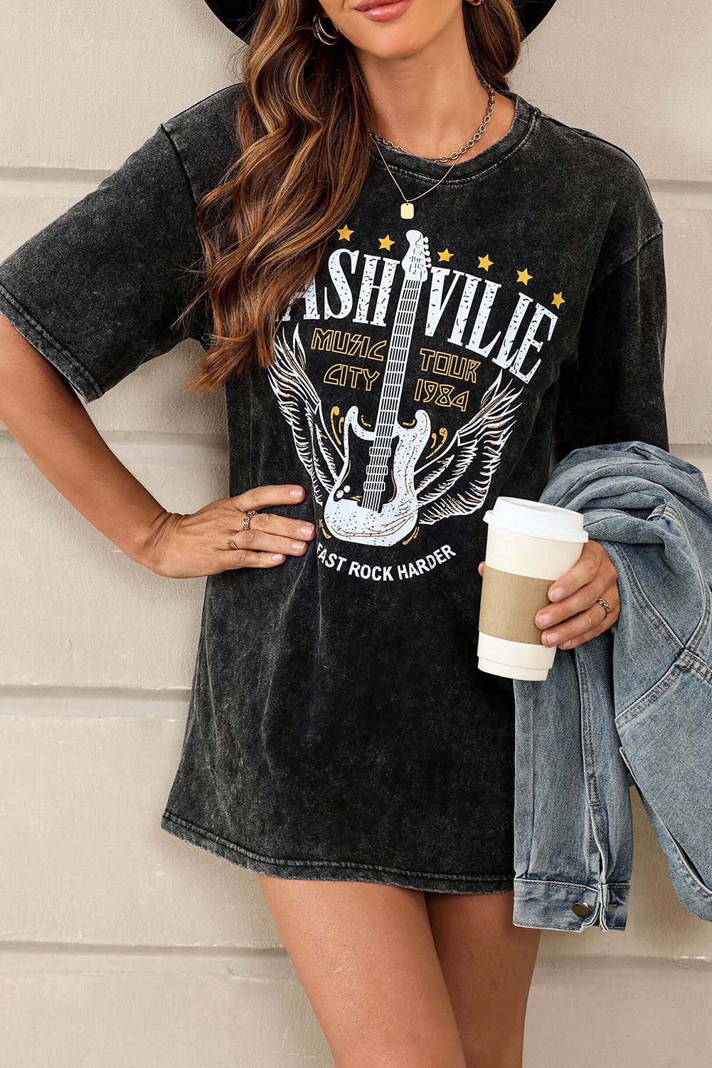 Mineral Wash NASHVILLE Vintage Graphic T Shirt