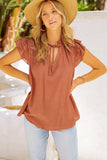 Tiered Ruffled Drawstring V Neck Top