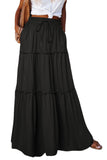 Frill Tiered Drawstring Waist Maxi Skirt