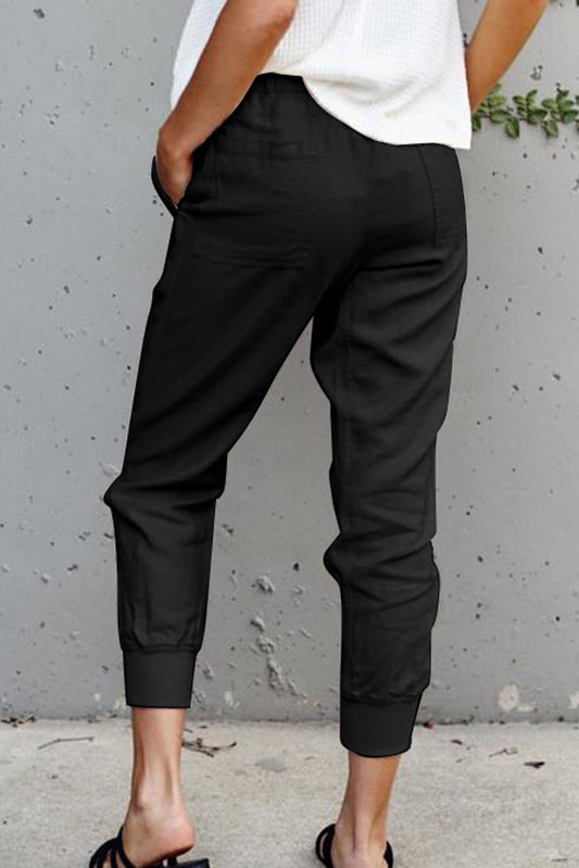 Pantalon noir à poches décontractées 