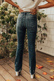 High Waist Distressed Straight Leg Washed Jeans