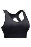 Camisole de yoga noire côtelée ajourée à dos nageur