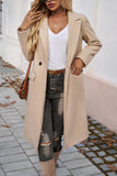 Dark Khaki Single Breasted Lapel Collar Flap Pocketed Overcoat