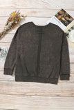 Acid Wash Drop Shoulder Long Sleeve Sweatshirt with Pockets