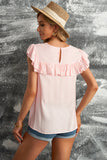 Lace Splicing Ruffled Short Sleeve T-shirt