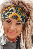 Sunflower Cow Print Wide Headband