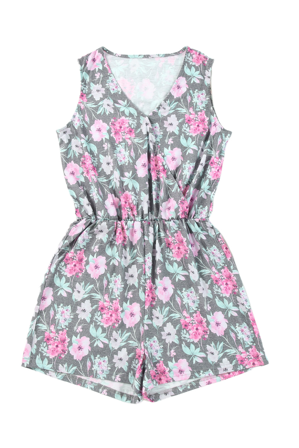 Vintage Wash Floral Print Sleeveless Romper