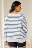 Striped Print Ribbed Trim Long Sleeve Top