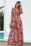 Multicolor Wild Lotus Ruffle Tiered Maxi Dress