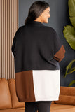 Cardigan color block ouvert sur le devant de grande taille marron 