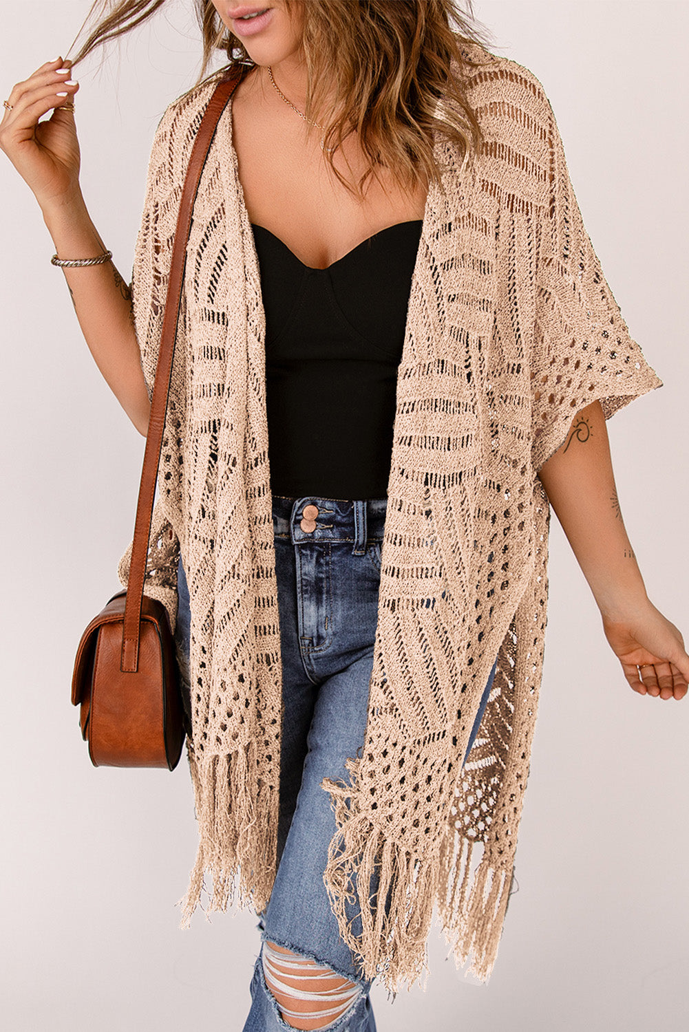 Loose Knitwear Kimono with Slits