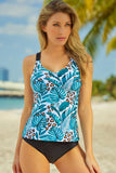 Printed Strappy Racerback Two Piece Tankini Swimsuit