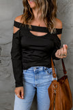 Hollow-out Off-the-shoulder Slim Fit Top