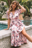 Floral Puff Sleeve High Waist Maxi Dress